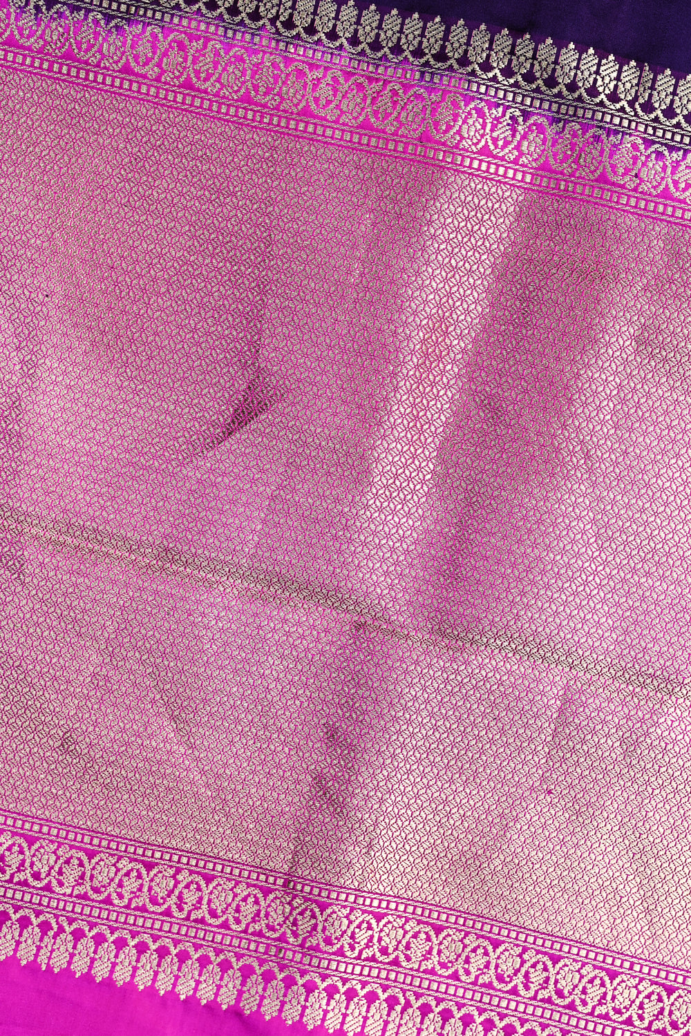 Eggplant Purple Booti Mashru Silk  Handwoven Banarasi Saree