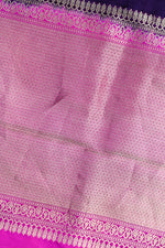 Eggplant Purple Booti Mashru Silk  Handwoven Banarasi Saree