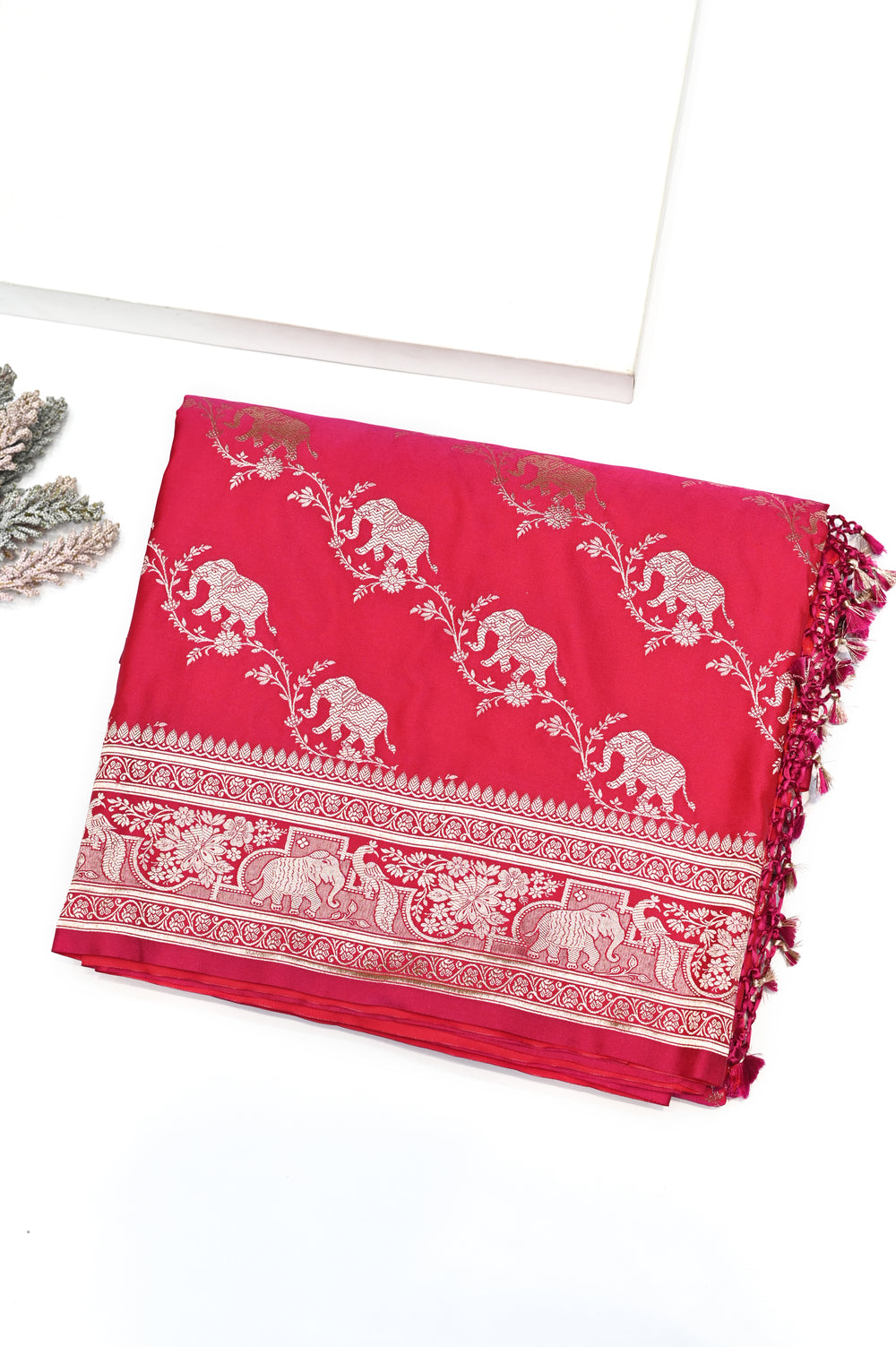 Handwoven Rani Pink Banarasi  Katan Silk Saree