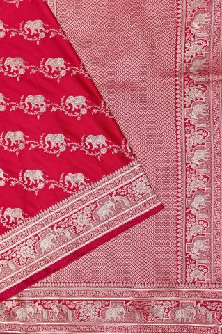 Handwoven Rani Pink Banarasi  Katan Silk Saree