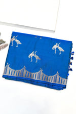 Handwoven Royal Blue Banarasi Katan Silk Saree