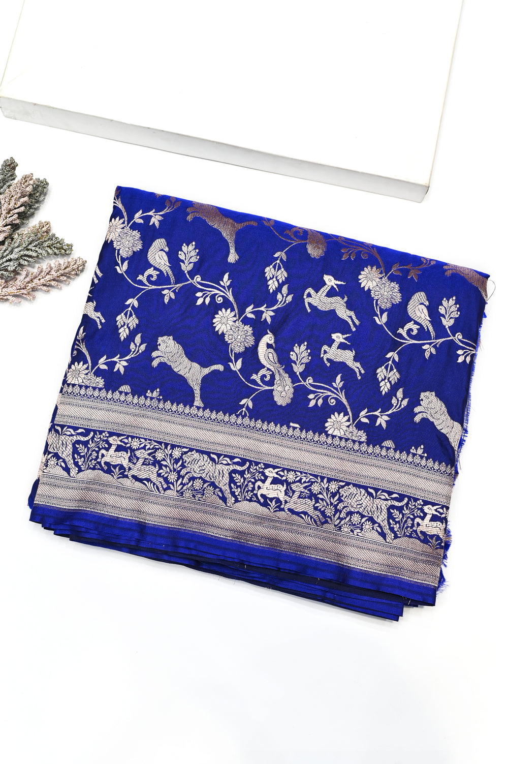 Handwoven  Royal Blue Banarasi Katan Silk Saree