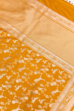 Handwoven Mustard Yellow Banarasi Moonga Silk Saree