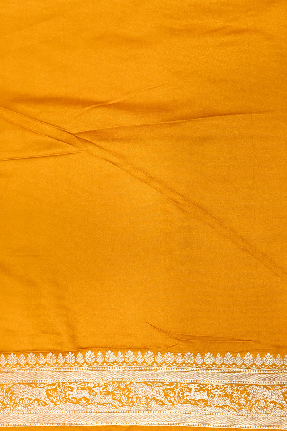 Handwoven Mustard Yellow Banarasi Moonga Silk Saree