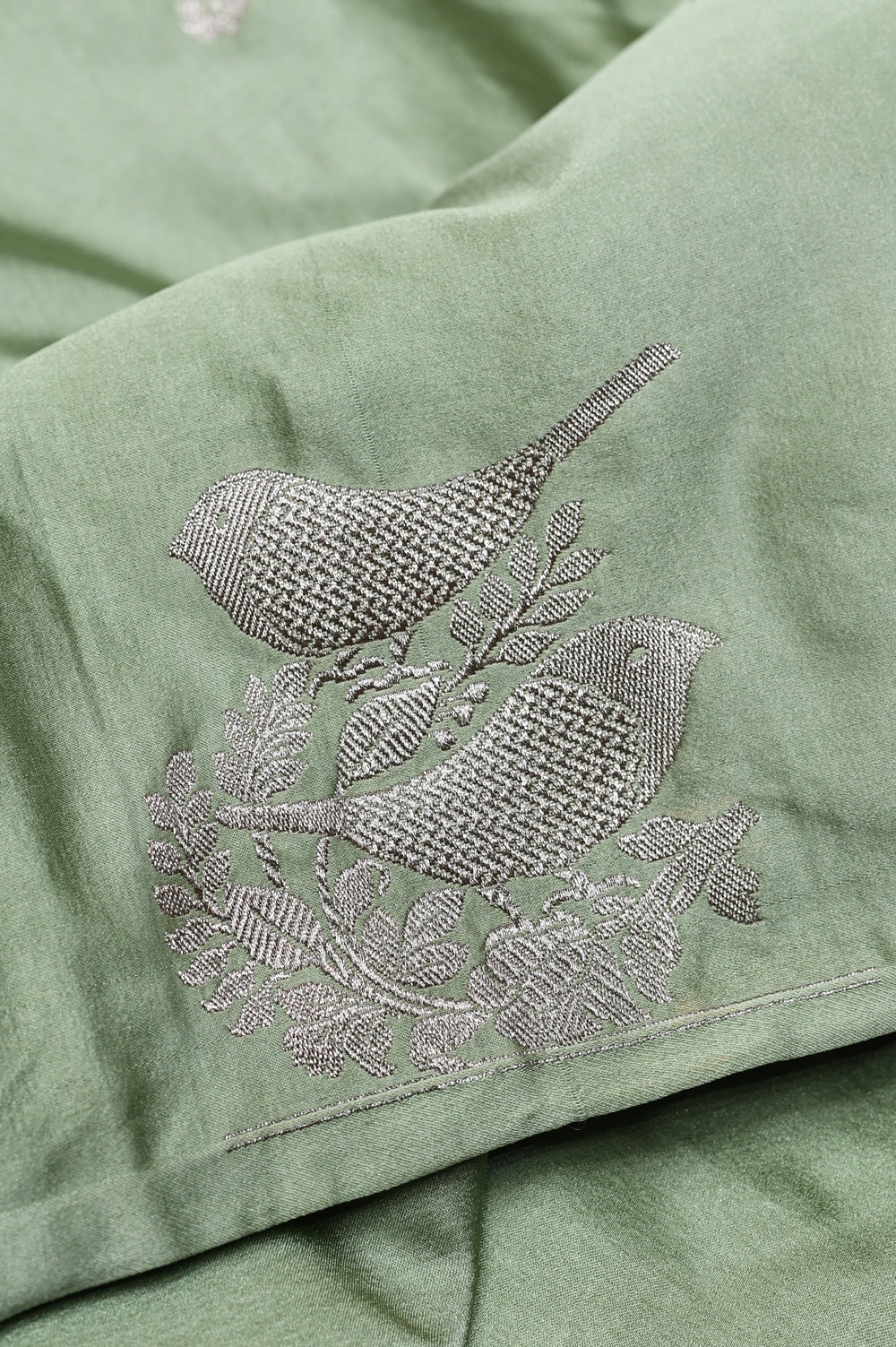 Handwoven Pista Green Banarasi Moonga Silk Saree