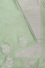 Handwoven Pista Green Banarasi Moonga Silk Saree