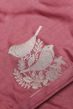 Handwoven Dusty Rose Banarasi Moonga Silk Saree