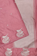 Handwoven Dusty Rose Banarasi Moonga Silk Saree
