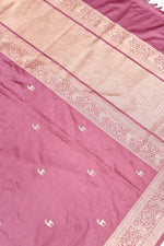 Handwoven Rosewood Pink Banarasi Moonga Silk Saree