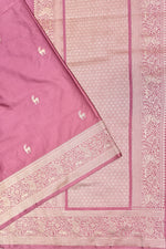 Handwoven Rosewood Pink Banarasi Moonga Silk Saree