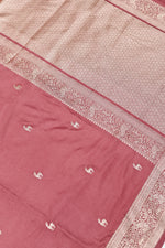 Handwoven Wine Pink Banarasi Moonga Silk Saree