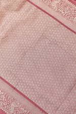 Handwoven Wine Pink Banarasi Moonga Silk Saree