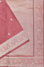 Handwoven Wine Pink Banarasi Moonga Silk Saree