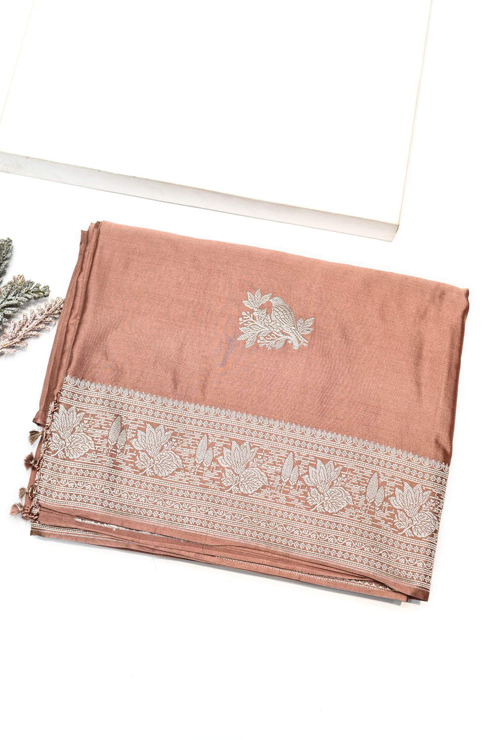 Handwoven Copper Brown Banarasi  Moonga Silk Saree