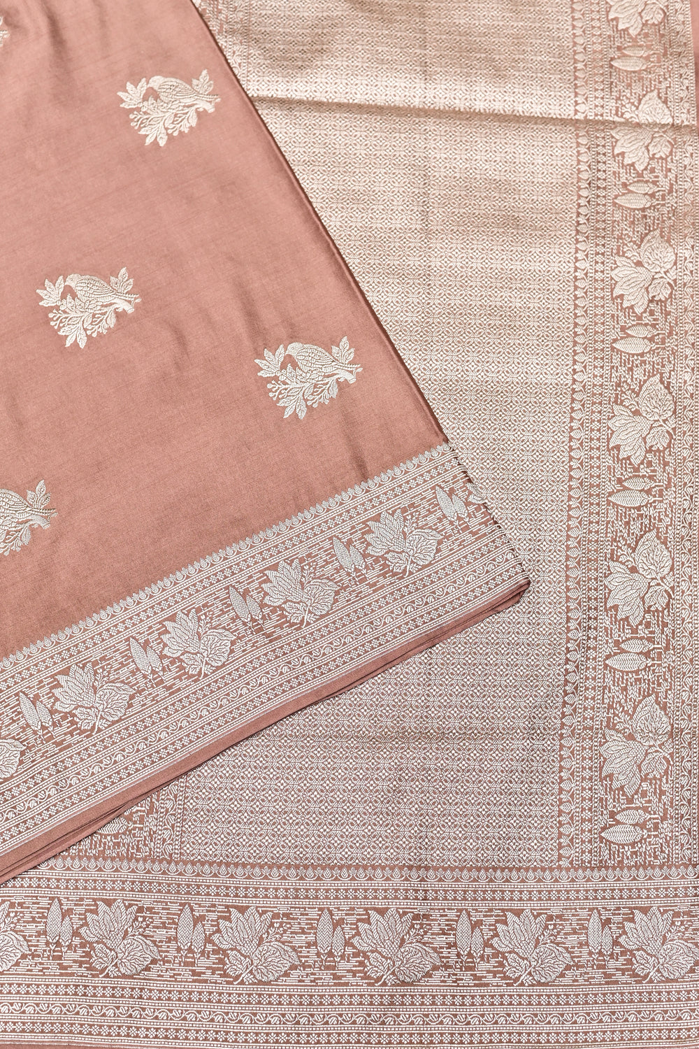 Handwoven Copper Brown Banarasi  Moonga Silk Saree