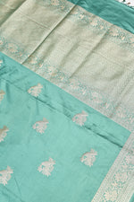 Handwoven Sea Green Banarasi Moonga Silk Saree