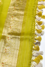 Handwoven Pista Green Banarasi  Organza Silk Suit