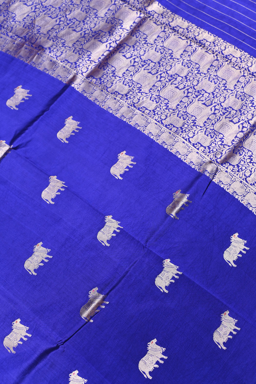 Handwoven Royal Indigo Blue Banarasi Katan Silk Saree