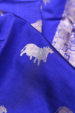 Handwoven Royal Indigo Blue Banarasi Katan Silk Saree