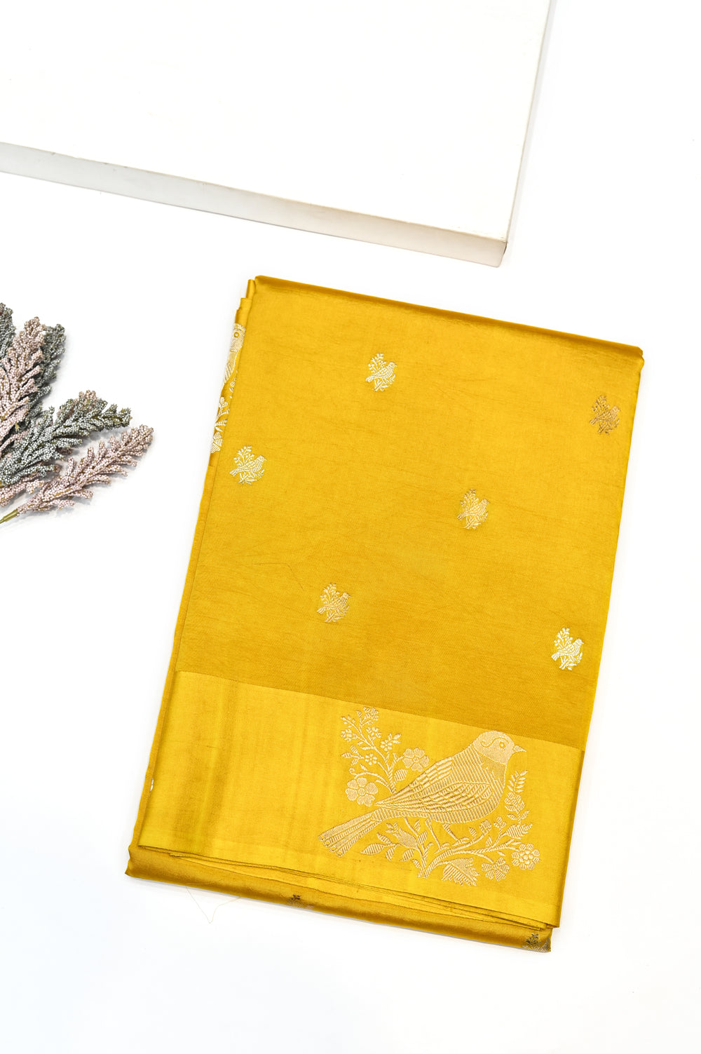 Handwoven Mustard Gold Banarasi  Katan Silk Saree