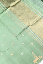 Handwoven Pista Green Banarasi  Katan Silk Saree