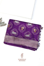 Purple Pichwai Katan Silk Handwoven Banarasi Saree