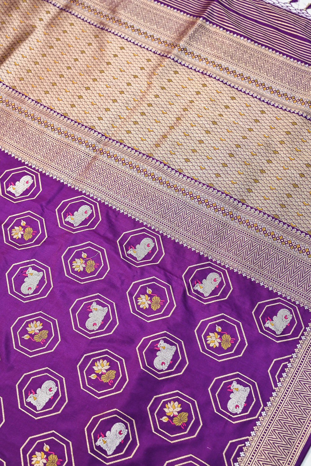 Purple Pichwai Katan Silk Handwoven Banarasi Saree