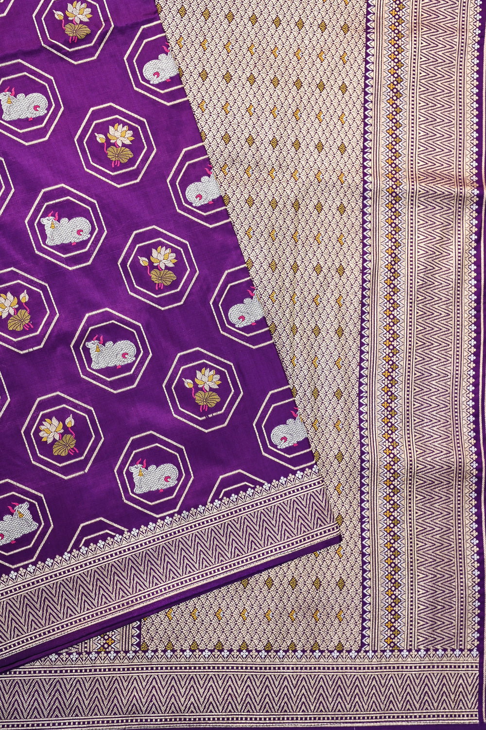 Purple Pichwai Katan Silk Handwoven Banarasi Saree