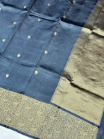 Aegean Blue Motif Soft Silk  Handwoven Banarasi Saree