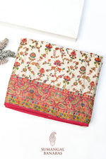 Off White Kalamkari Moonga Silk Blended Saree