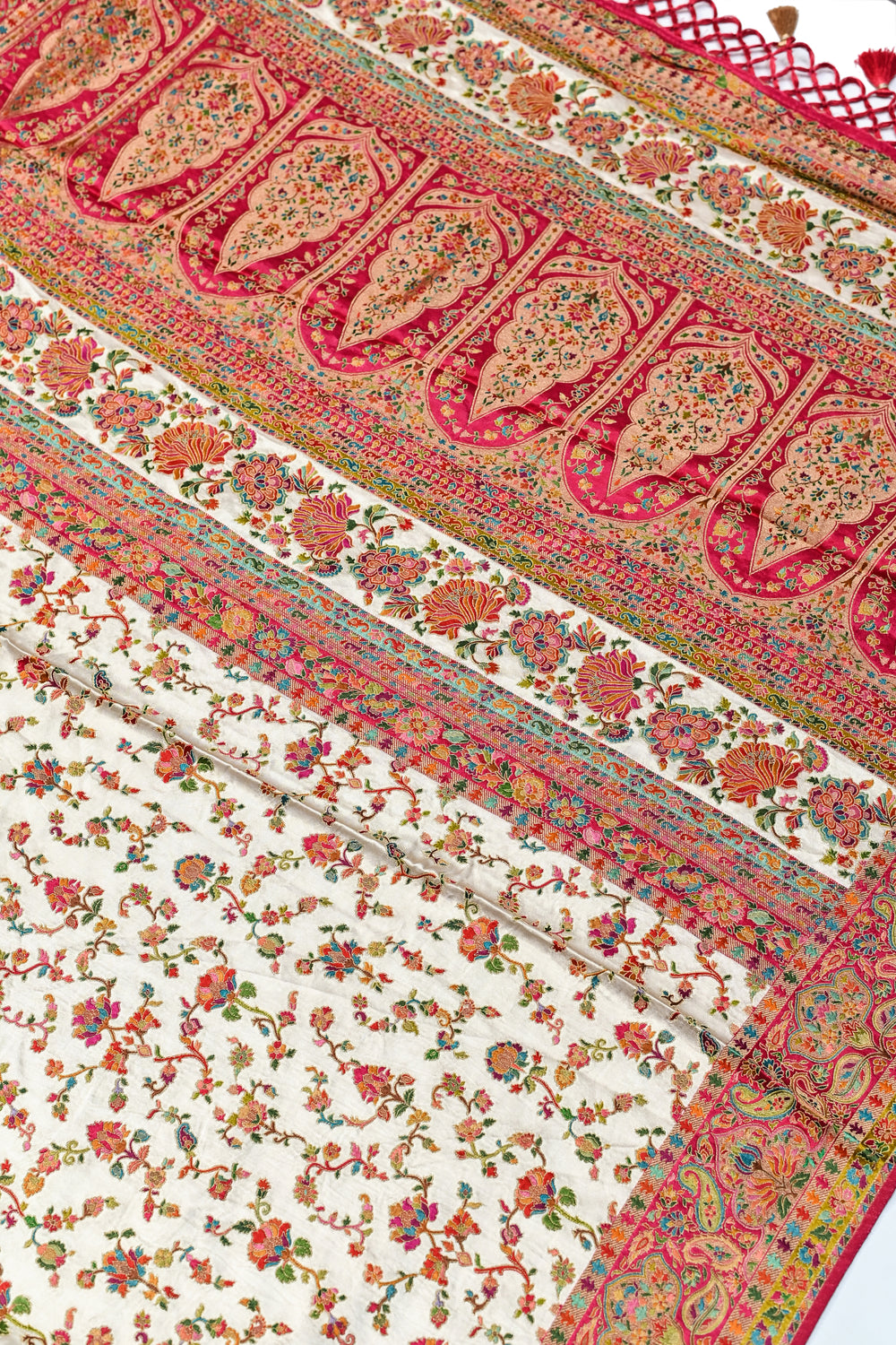Off White Kalamkari Moonga Silk Blended Saree