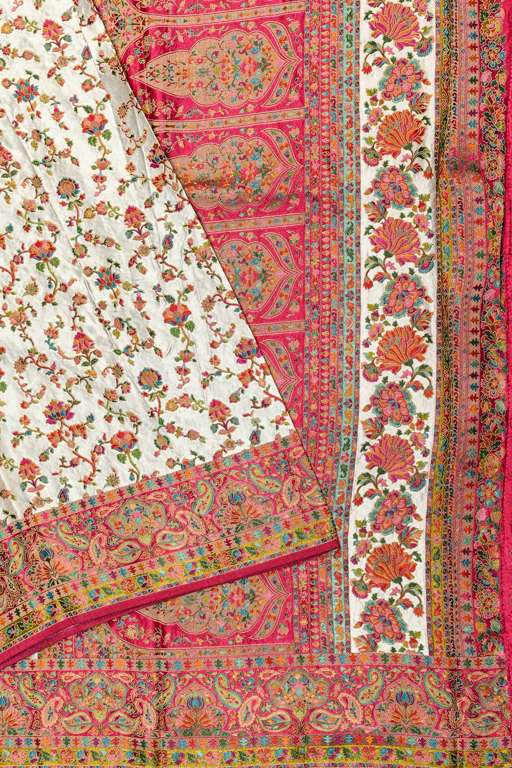 Off White Kalamkari Moonga Silk Blended Saree