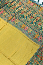 Mustard Yellow Kalamkari Moonga Silk Blended Saree
