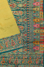 Mustard Yellow Kalamkari Moonga Silk Blended Saree