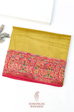 Mustard Yellow Kalamkari Moonga Silk Blended Saree