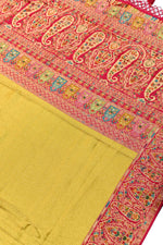 Mustard Yellow Kalamkari Moonga Silk Blended Saree