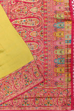 Mustard Yellow Kalamkari Moonga Silk Blended Saree