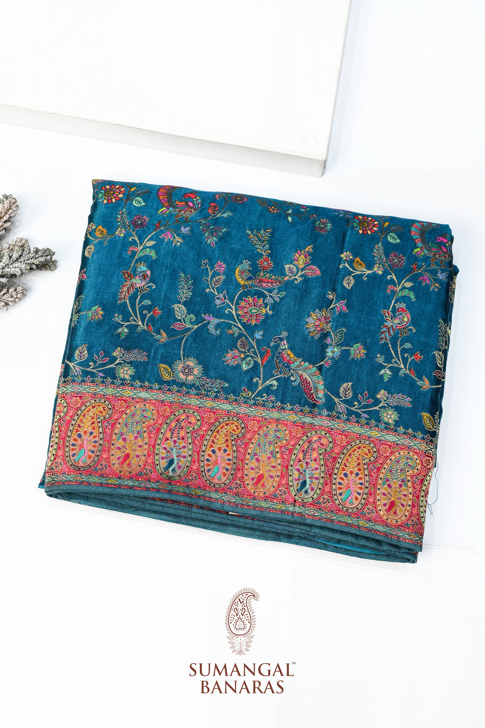Blue Kalamkari Moonga Silk Blended Saree