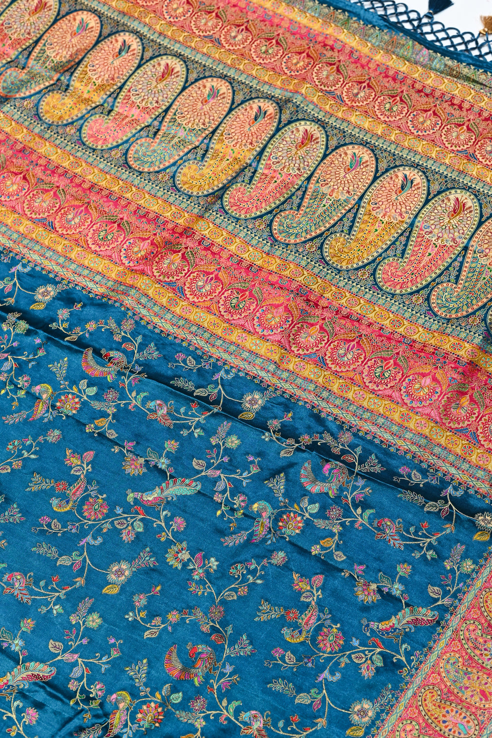 Blue Kalamkari Moonga Silk Blended Saree