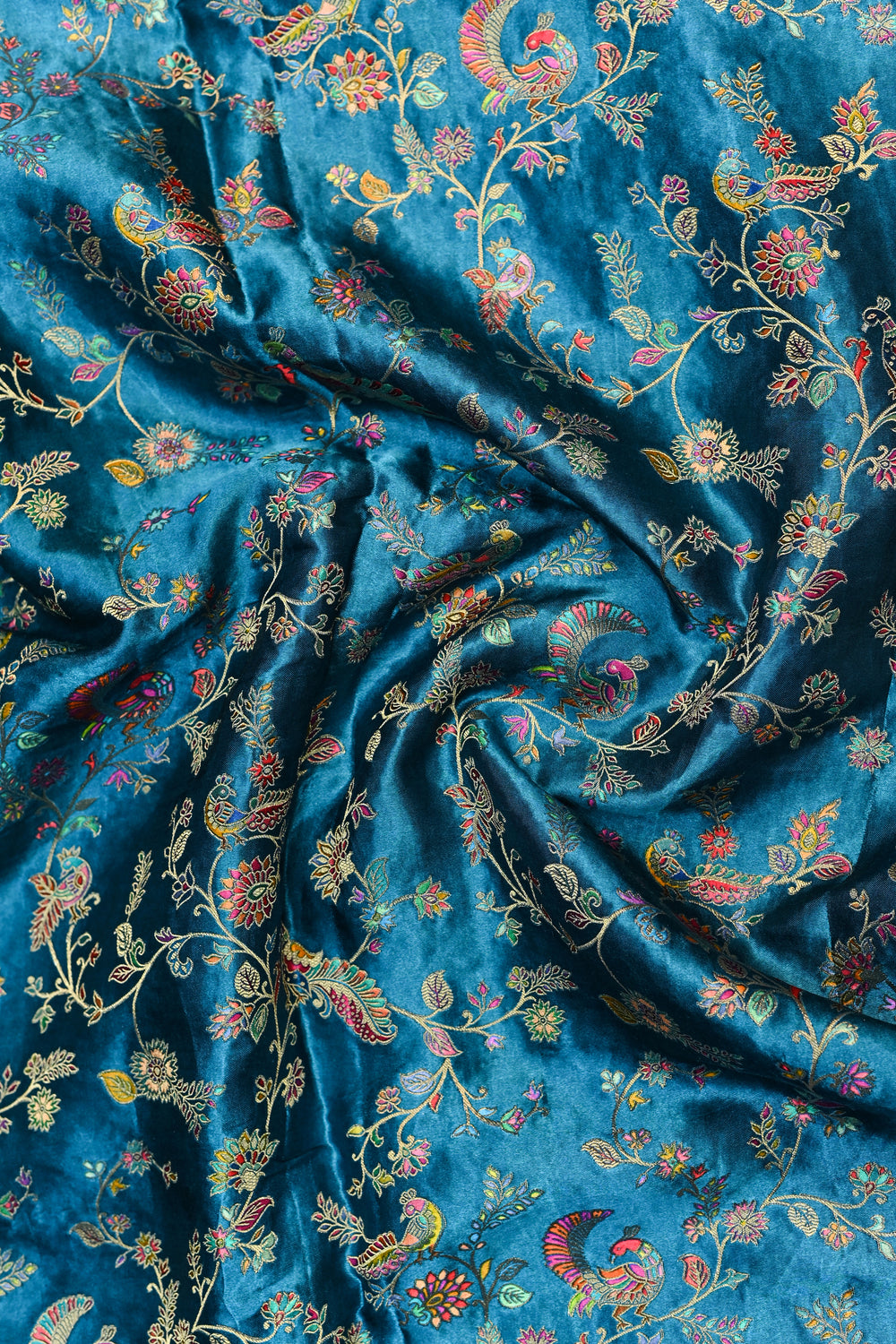 Blue Kalamkari Moonga Silk Blended Saree