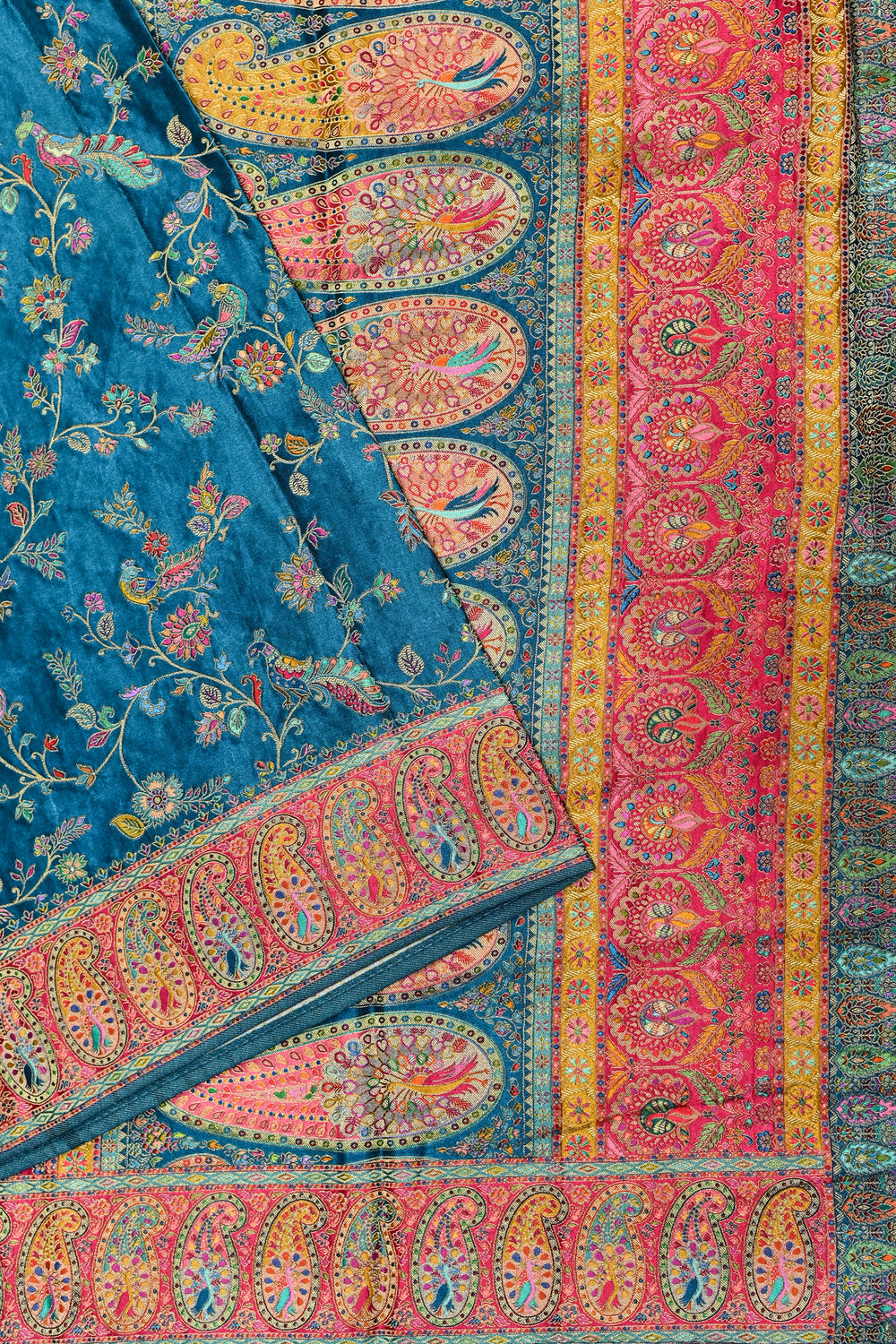 Blue Kalamkari Moonga Silk Blended Saree