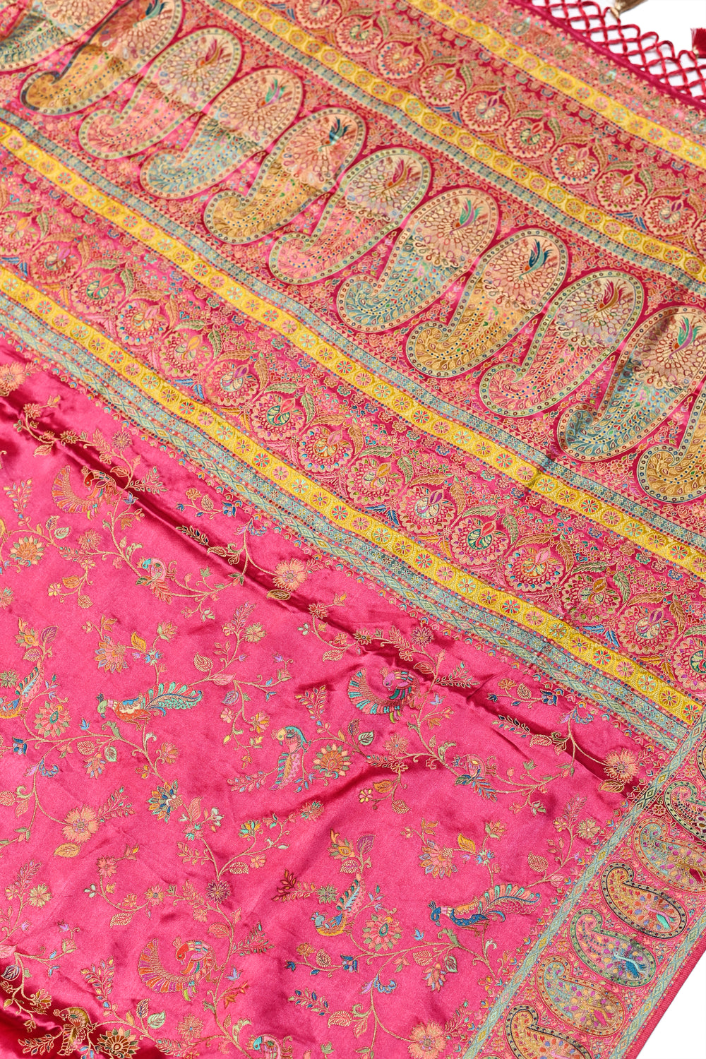 Rani pink Kalamkari Moonga Silk Blended Saree