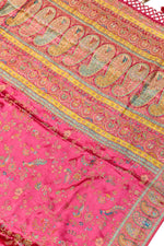 Rani pink Kalamkari Moonga Silk Blended Saree