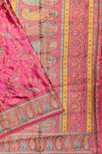 Rani pink Kalamkari Moonga Silk Blended Saree