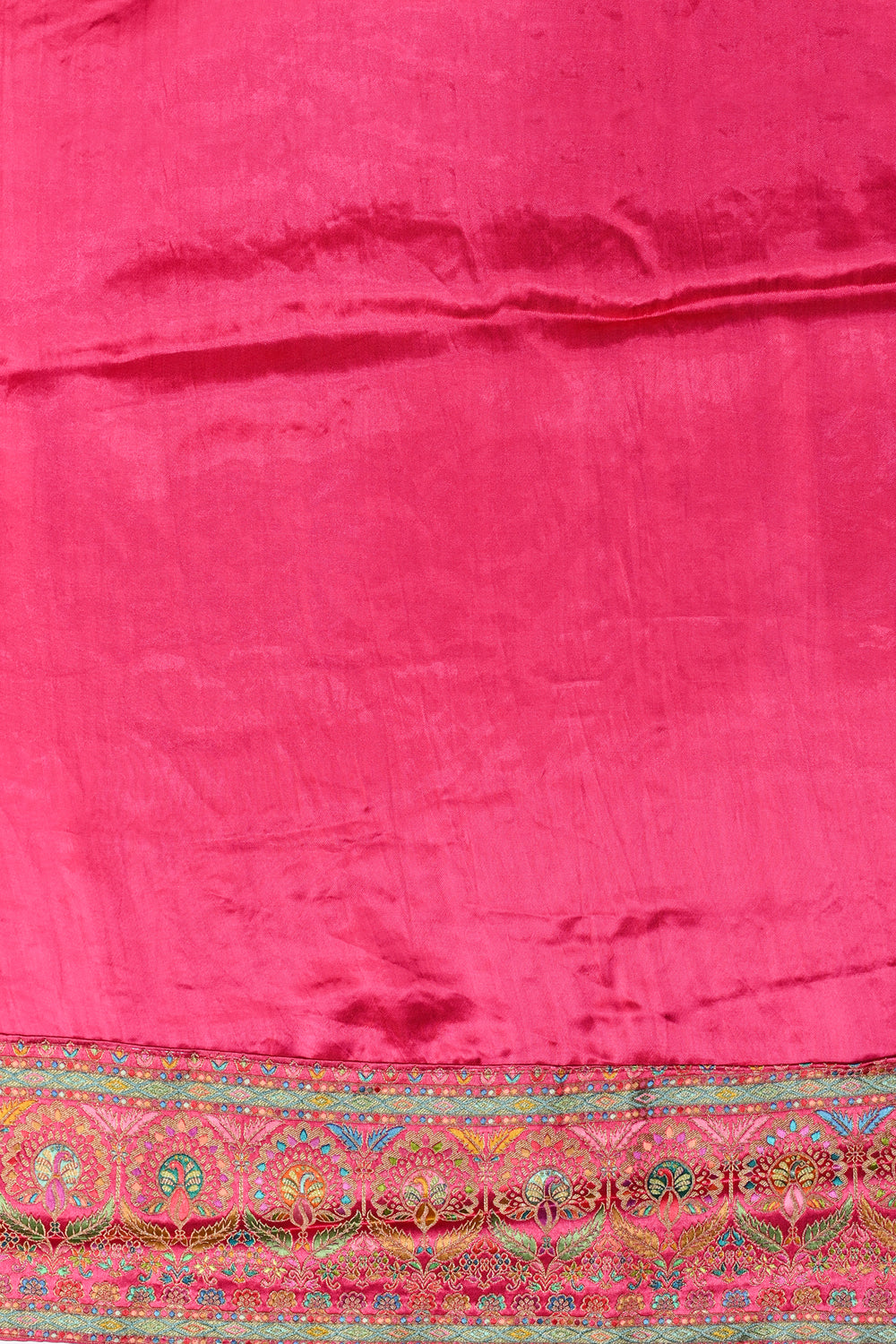 Rani pink Kalamkari Moonga Silk Blended Saree