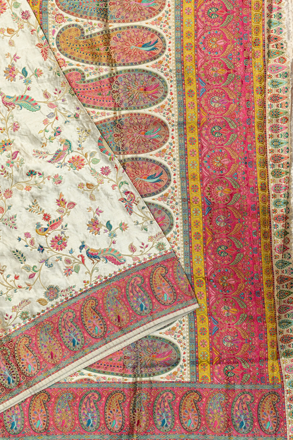 Off White Kalamkari Moonga Silk Blended Saree