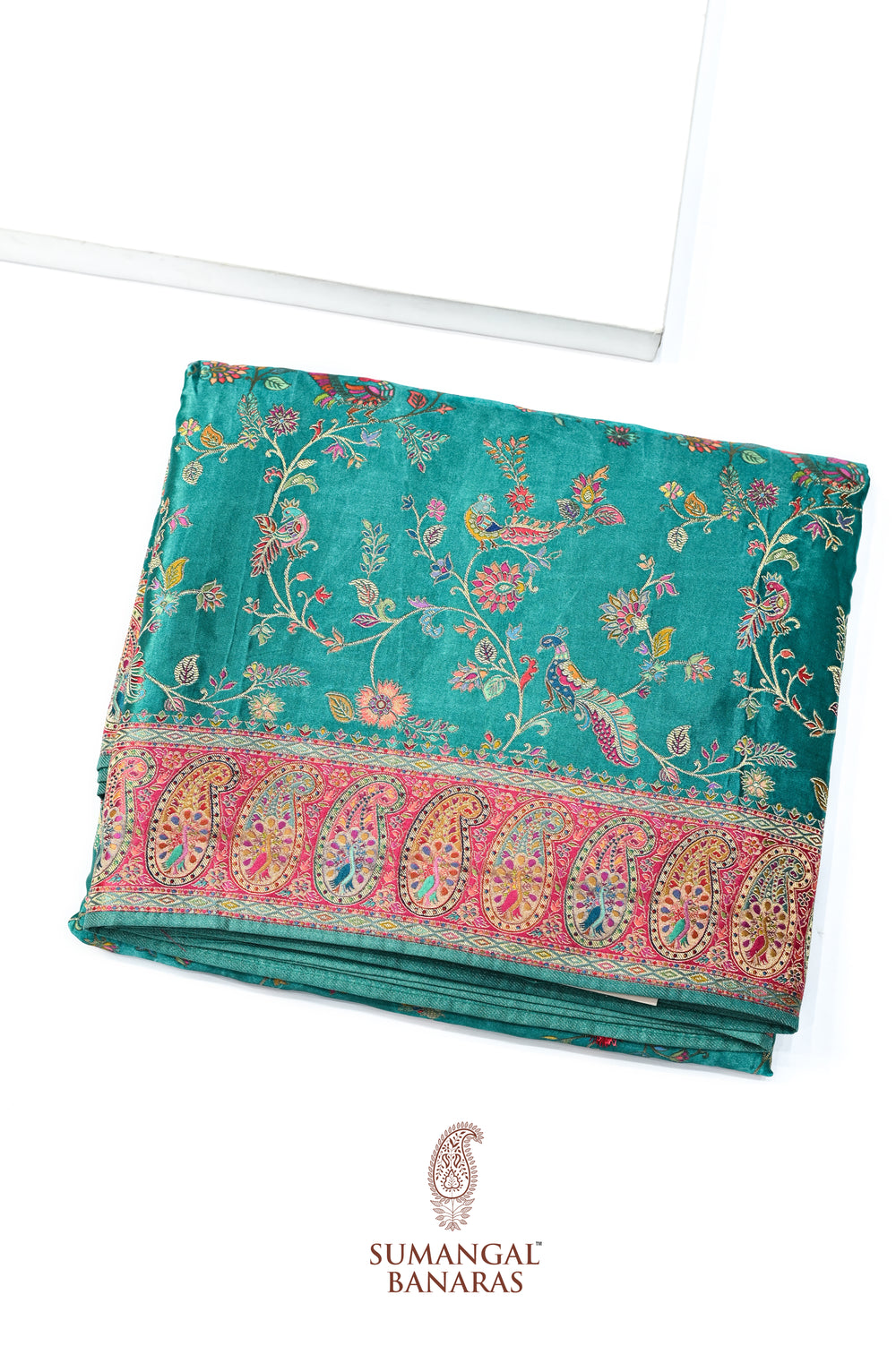 Sky Blue Kalamkari Moonga Silk Blended Saree