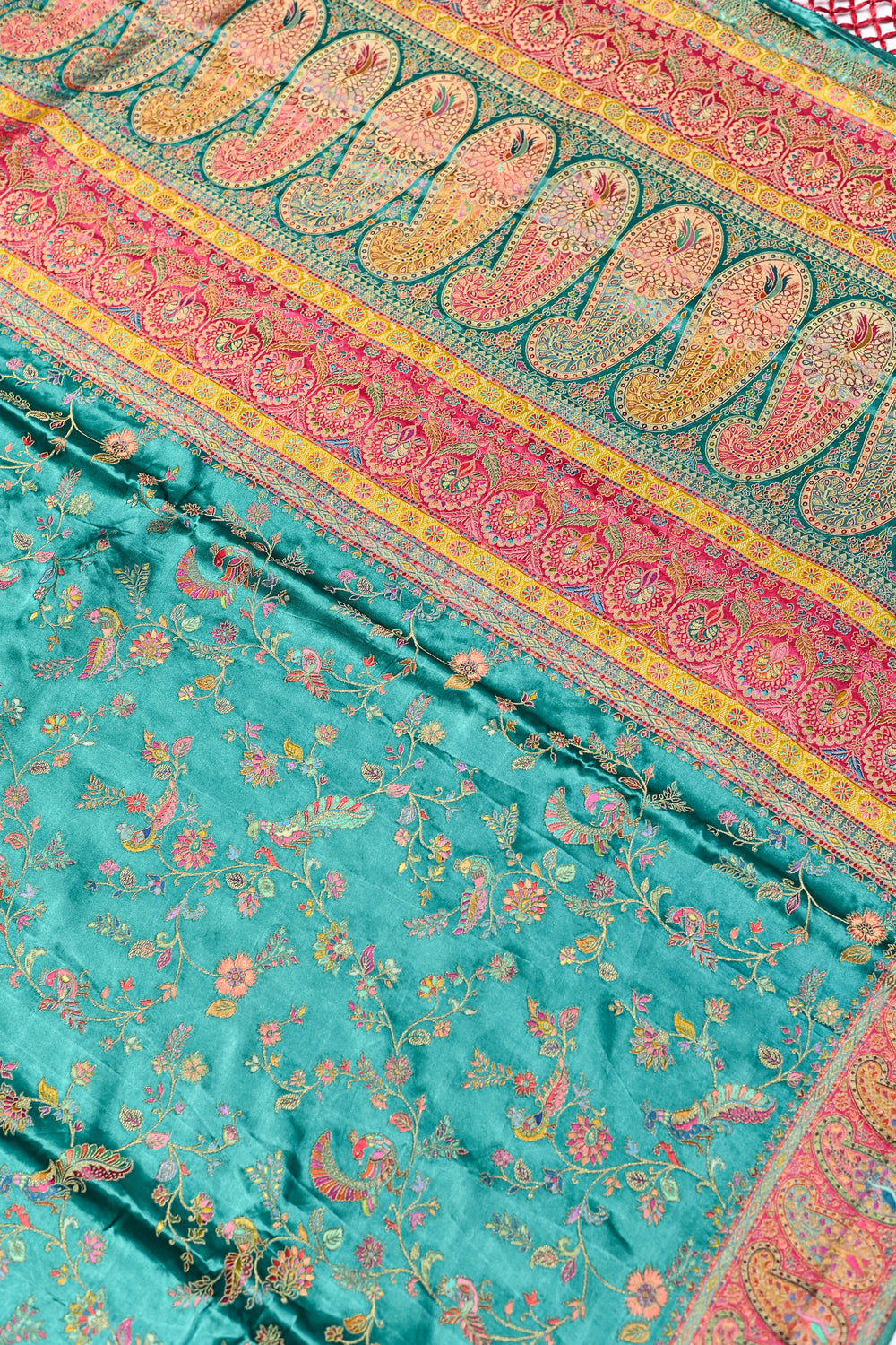 Sky Blue Kalamkari Moonga Silk Blended Saree