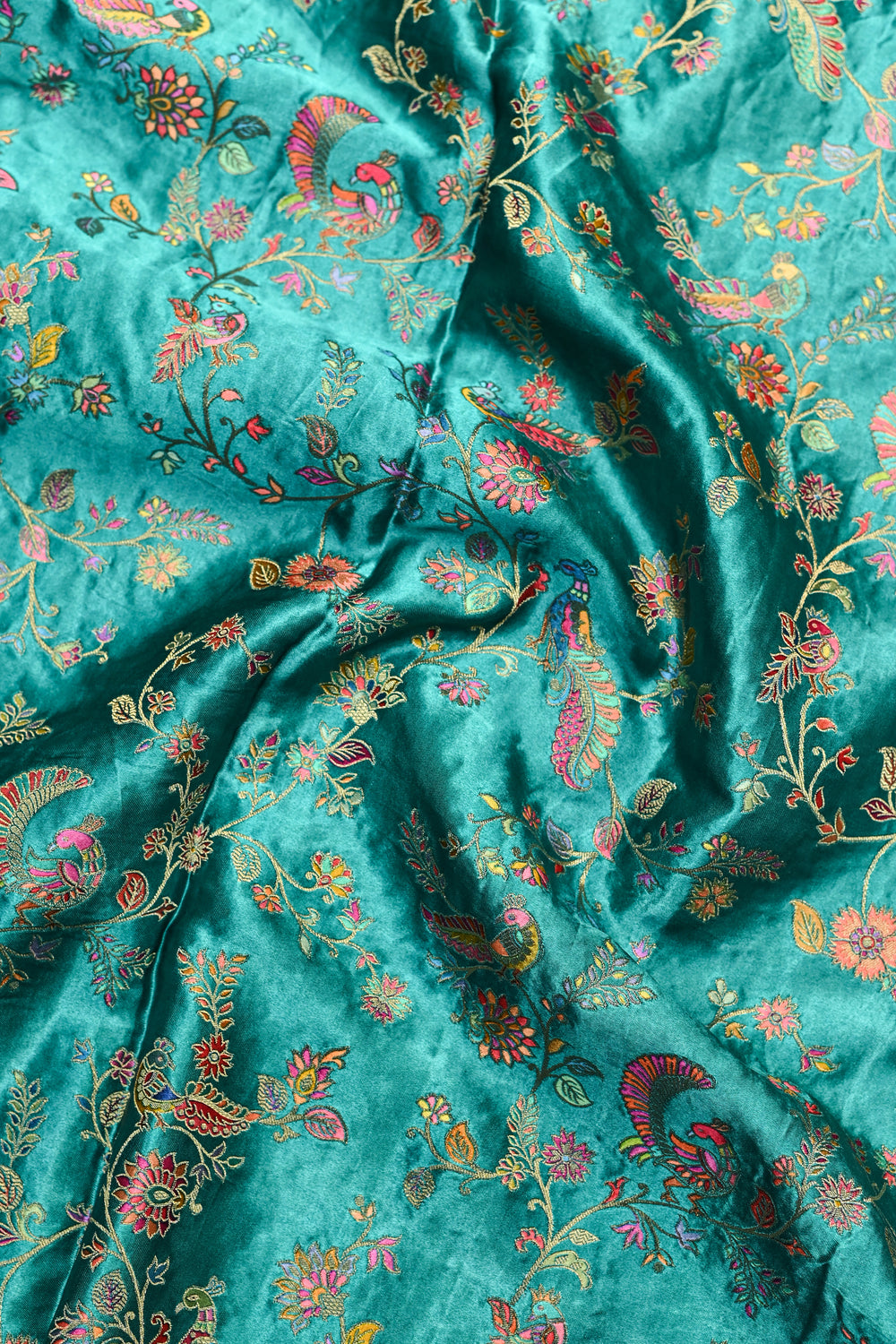 Sky Blue Kalamkari Moonga Silk Blended Saree