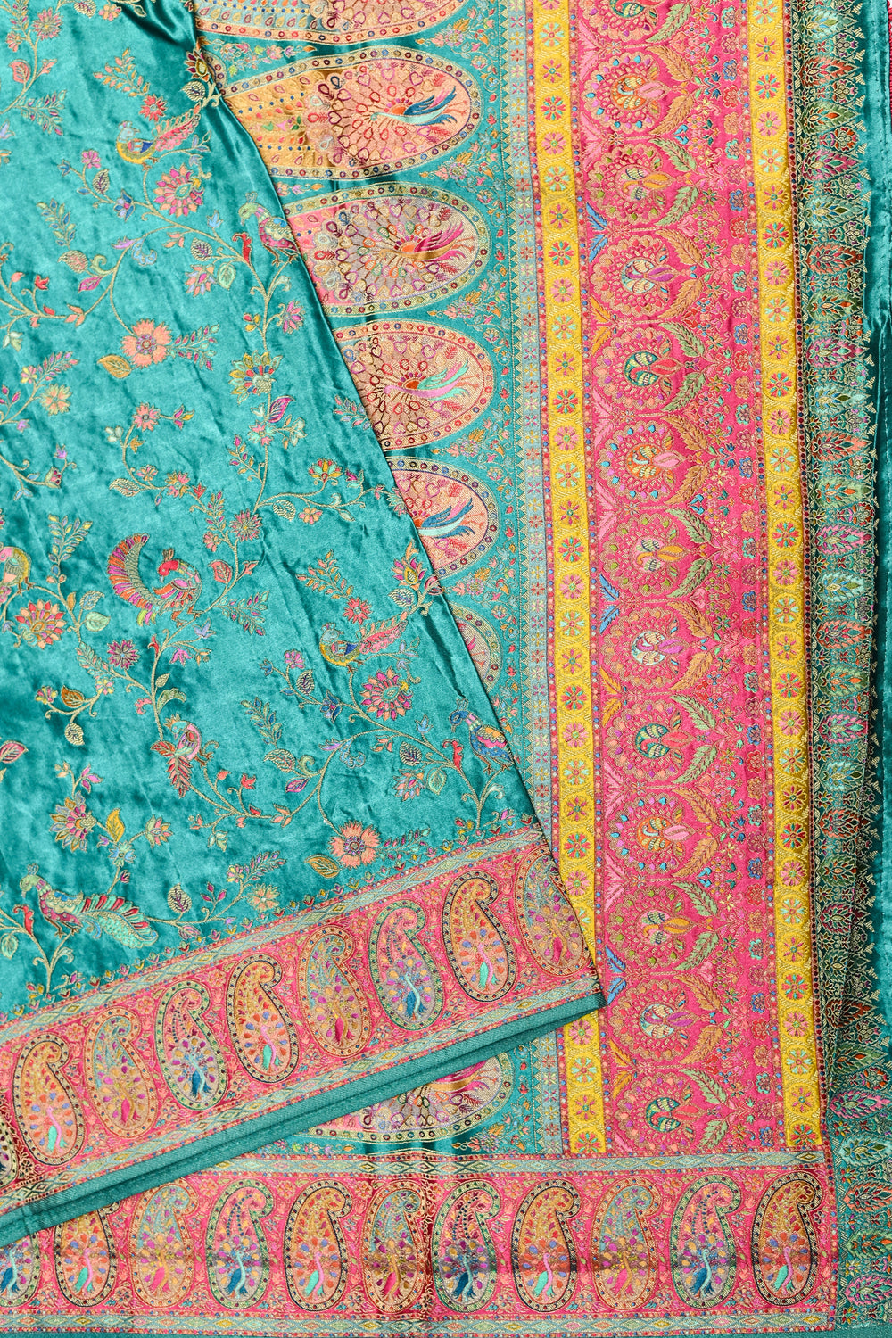 Sky Blue Kalamkari Moonga Silk Blended Saree